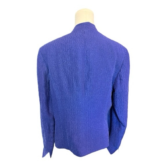 👚 NWOT JONES NEW YORK COLLECTION STUNNING Cobalt Blue Linen Silk Blazer | Sz 12 - Picture 5 of 11